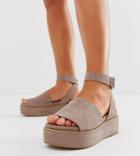 Asos Design Wide Fit Taylor Flatform Sandals - Beige