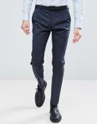 Selected Homme Slim Tuxedo Suit Pants In Jacquard Weave - Navy