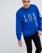 New Look Sweat With Los Angeles Print In Blue - Blue