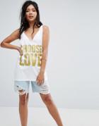 Asos X Help Refugees Tank With Choose Love Foil Print - White