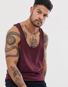 Asos Design Organic Tank With Extreme Racer Back In Burgundy - Red