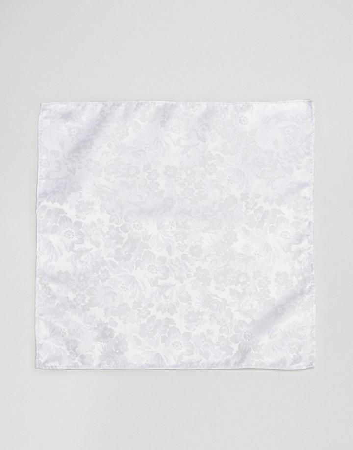 Asos Pocket Square In Tonal Floral - White