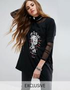 Religion T-shirt Dress In Born To Ride Print - Black