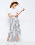 Asos Wrap Front Stripe Culottes - Multi