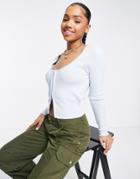 Abercrombie & Fitch Hook And Eye Cropped Cardi In Blue