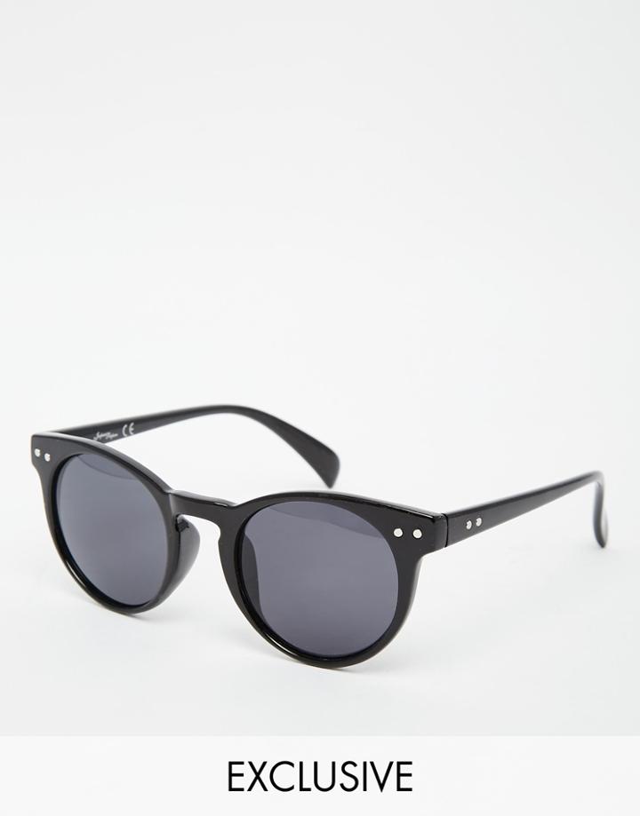 Jeepers Peepers Round Sunglasses In Black Smoke Exclusive To Asos - Black