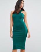 Club L Racer Front Midi Dress In Crepe - Green