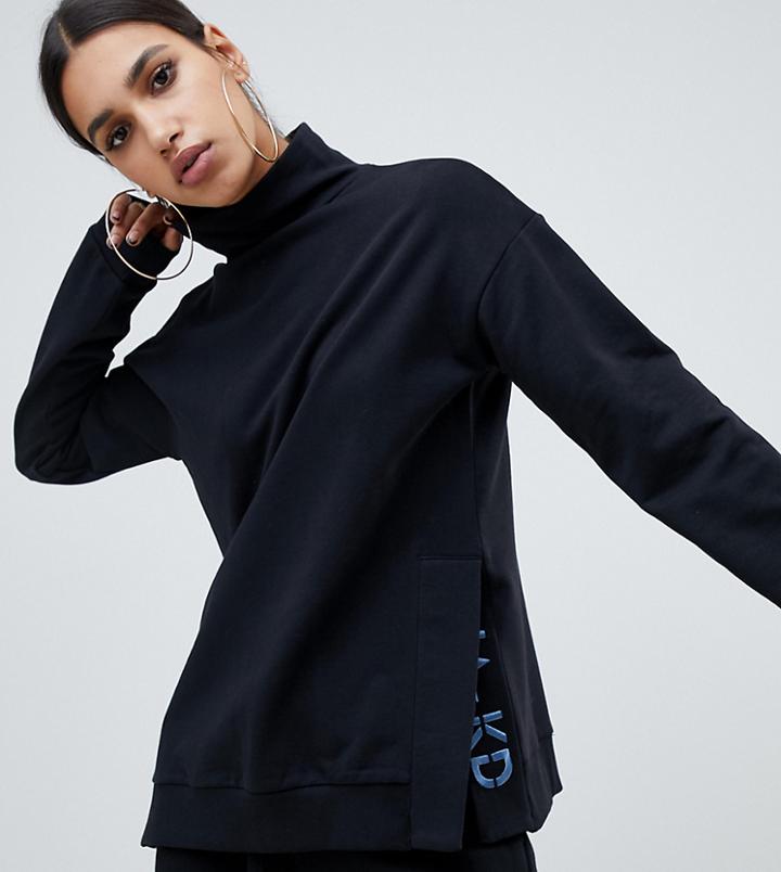 Na-kd Embroidered Logo High Neck Sweatshirt-black