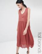 Y.a.s Tall Vinc Plunge Front Oversized Midi Dress - Burnt Orange