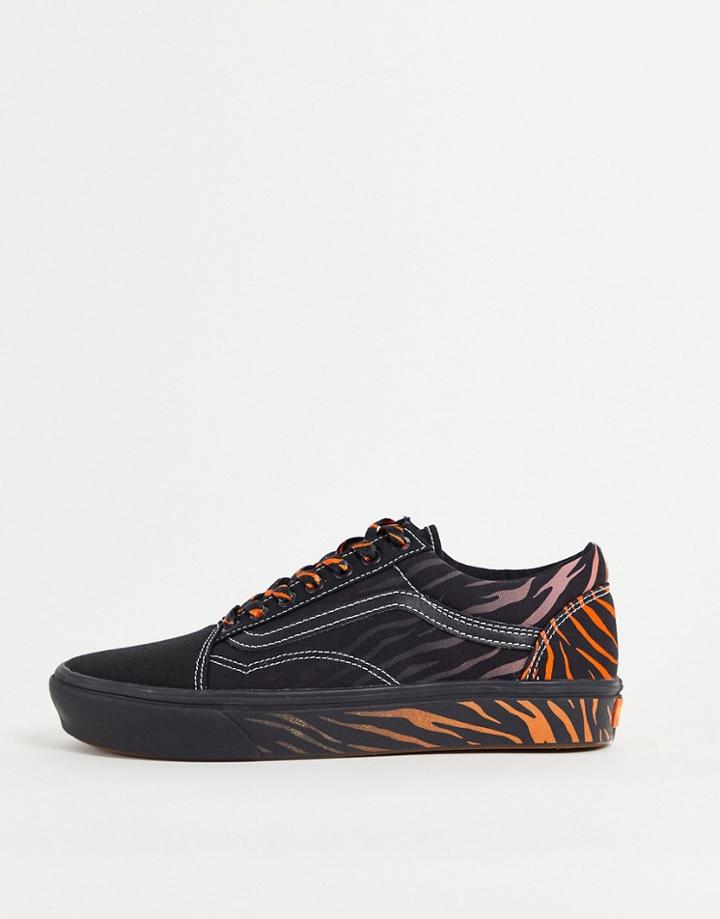 Vans X Discovery Project Cat Comfycush Old Skool Sneakers In Black/red Tiger