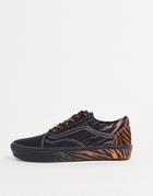Vans X Discovery Project Cat Comfycush Old Skool Sneakers In Black/red Tiger