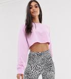 Asos Design Petite Long Sleeve Crop Top With Rib Cuff In Lilac - Purple