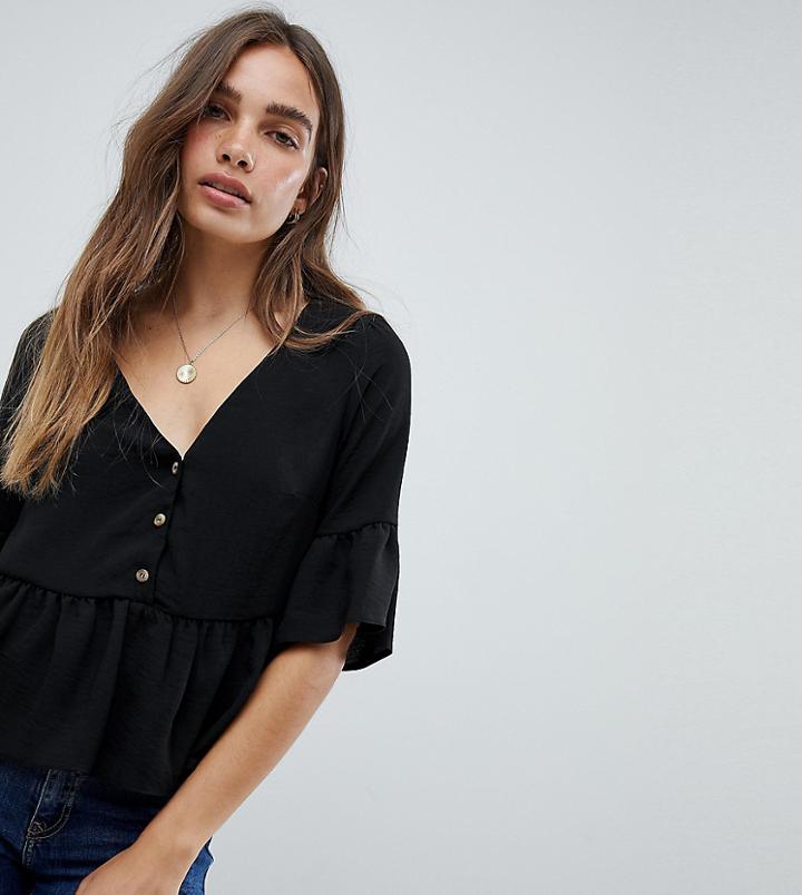 New Look Button Detail Peplum Shell Top