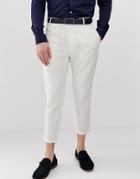 Gianni Feraud Pleated Linen Cropped Pants-white