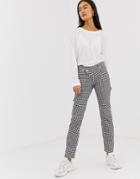 Asos Design Florence Authentic Straight Leg Jeans In Mono Gingham Print With Wrap Waistband - Multi