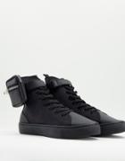 Asos Design Dexie High Top Sneakers With Pocket Bag In Black