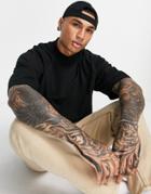 Asos Design Oversized T-shirt With Raglan Sleeve And High Neck In Black
