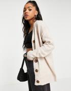 New Look Boyfriend Cardigan In Oatmeal-white