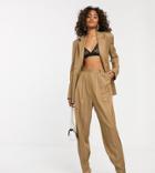 Asos Design Tall Camel Stripe Mansy Suit Tapered Pants-multi