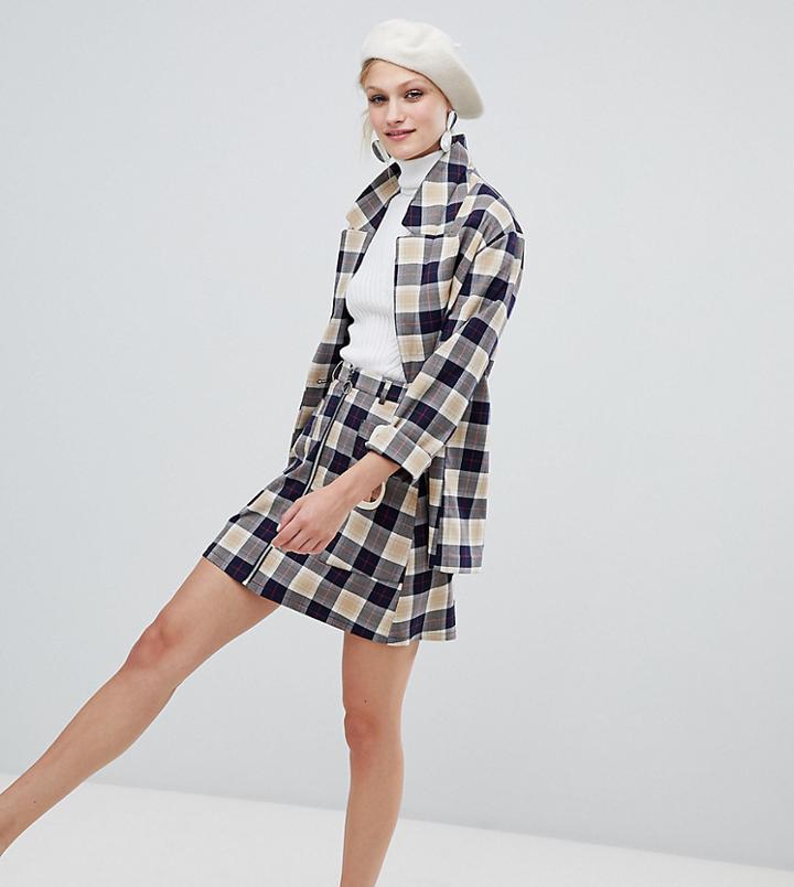 Monki Check A-line Mini Skirt-multi