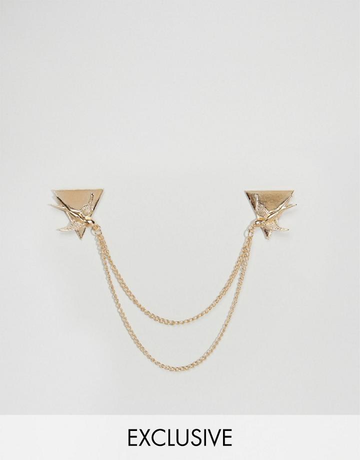 Reclaimed Vintage Swallow Collar Chain In Gold - Gold