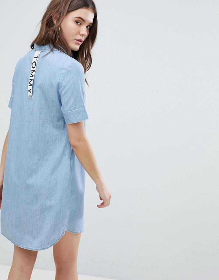 Tommy Jeans Denim Shirt Dress - Blue
