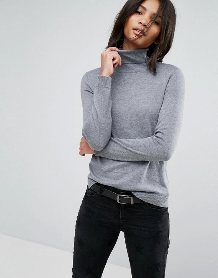 Esprit Light Knit Turtleneck Sweater - Gray