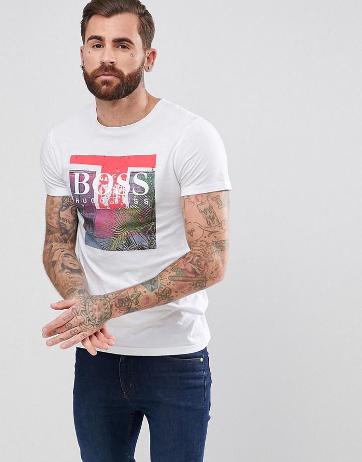 Boss Casual Graphic Logo T-shirt In White - White