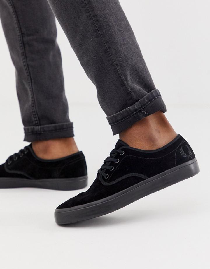 Fred Perry Merton Suede Sneakers In Black - Black