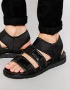 Dark Future Gladiator Sandals In Black Neoprene With Buckle Straps - Black