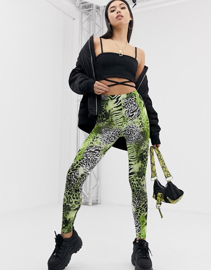 Asos Design Legging In Mixed Animal Print - Multi