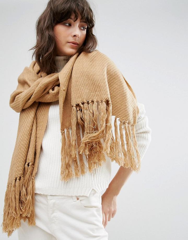 Pieces Classic Camel Scarf - Beige