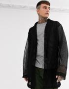 Asos Design Oversized Duster Jacket In Mesh-black