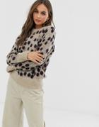Pieces Polka Dot Knitted Sweater-beige