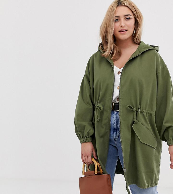 Asos Design Curve Lightweight Parka-green