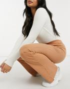 Fashion Union Coordinating High Waist Flared Pants In Space Dye Knit-brown