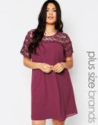 Lovedrobe Plus Swing Dress With Lace Top - Red