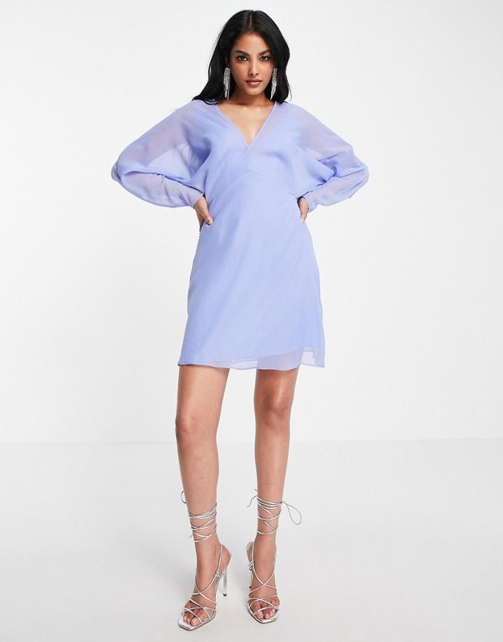 Asos Design Soft Batwing Mini Dress-purple