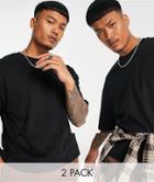 Bershka 2 Pack Oversized T-shirts In Black