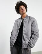 Topman Washed Bomber Jacket In Gray