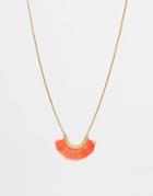 Orelia Tassel Pendant Necklace - Coral