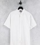 Reclaimed Vintage Inspired Unisex Relaxed Shirt In Pinstripe-white