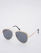 Asos Aviator Sunglasses In Brushed Gold - Gold