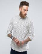 Nudie Jeans Co Sten Vertical Stripe Shirt Ecru Indigo - White