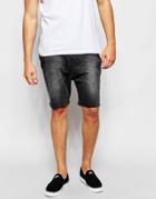 Asos Denim Shorts In Drop Crotch Mid Gray - Mid Gray
