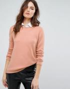 Y.a.s Knitted Sweater With Shirt Detail - Pink
