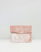 Asos Curved Velvet Foldover Clutch Bag - Pink