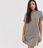 Brave Soul Tall Baylea Shift Dress In Check-black