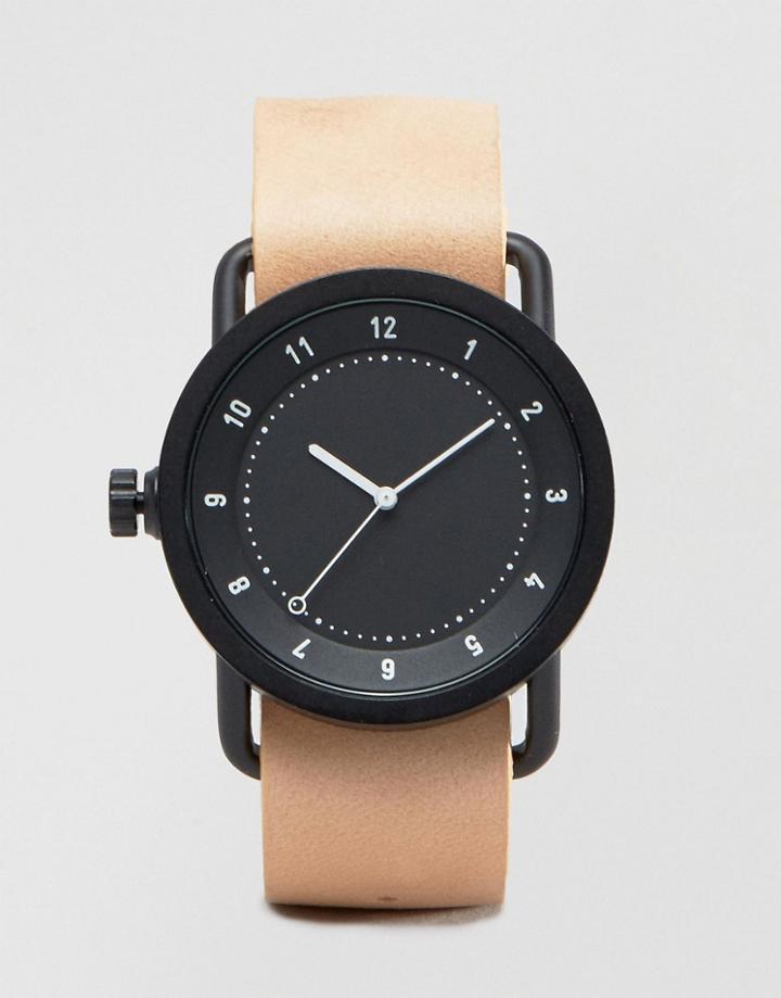Tid No 1 Leather Watch In Natural - Tan