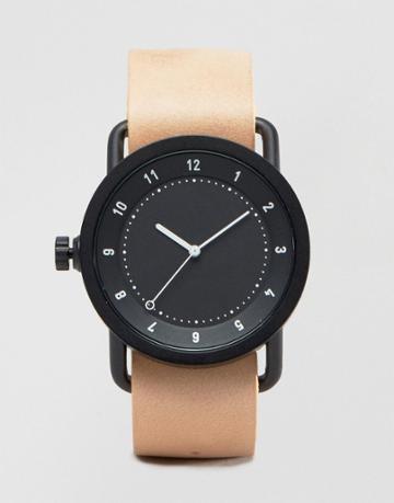 Tid No 1 Leather Watch In Natural - Tan